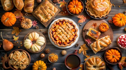 Autumn Feast Table Filled with Delicious Seasonal Foods