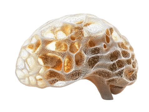 Isolated 3D Wireframe Brain - Powered by Adobe