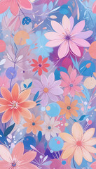 Obraz premium seamless pattern with flowers, floral background, design illustration wallpaper