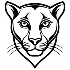 A sleek and mysterious panther head drawn in modern line art style, featuring smooth curves and sharp angles to embody stealth and power.
