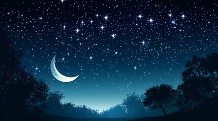 A peaceful night sky with stars shining brightly, creating a vast and breathtaking celestial scene that captures the essence of wonder and calm. Celestial Starry Night. Illustration