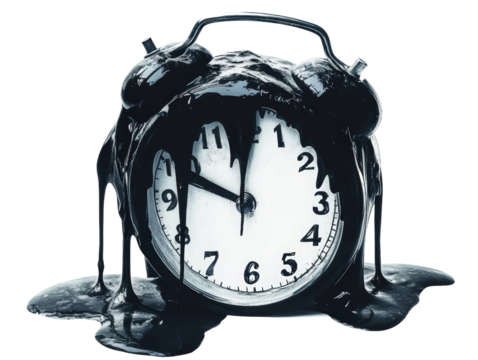 Isolated Melting Black Alarm Clock