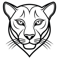 A sleek and mysterious panther head drawn in modern line art style, featuring smooth curves and sharp angles to embody stealth and power.