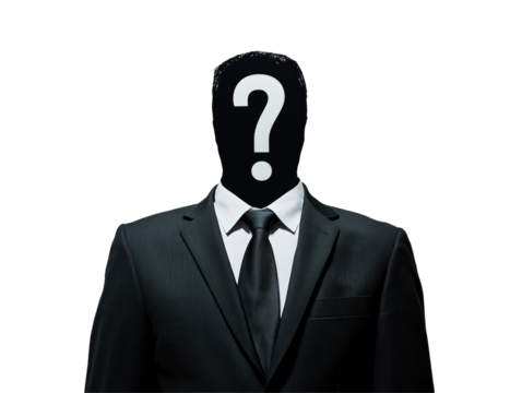 Isolated Question Mark Above Businessman Silhouette
