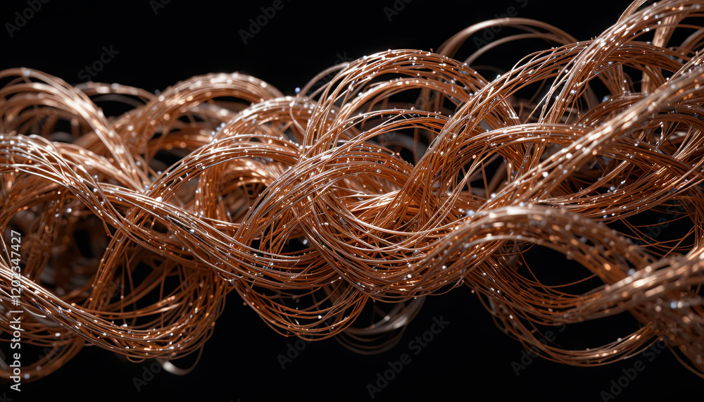 Poster twisted copper wires create an intricate pattern, showcasing the beauty of metalwork and design. the