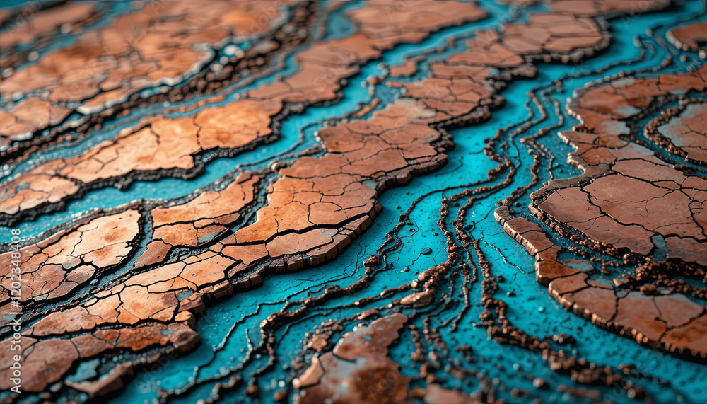 Aufkleber detailed patterns in copper and turquoise create an abstract design that evokes a sense of nature. t