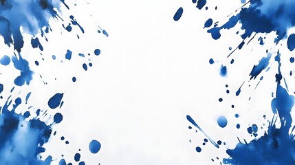 Abstract Blue Watercolor Splashes On White Background