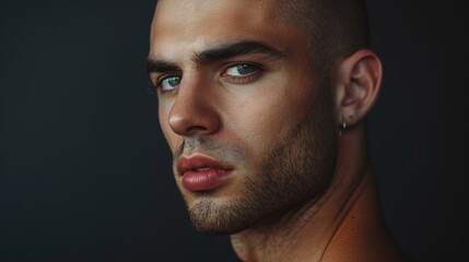 Fototapeta premium Close-Up of Model Posing with Strong Look and Style