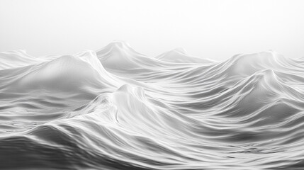 Waves roll gently across a serene ocean surface at dawn with soft light illuminating the scene