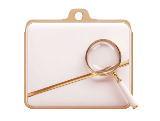 Isolated Gold Magnifying Glass on Pink Board