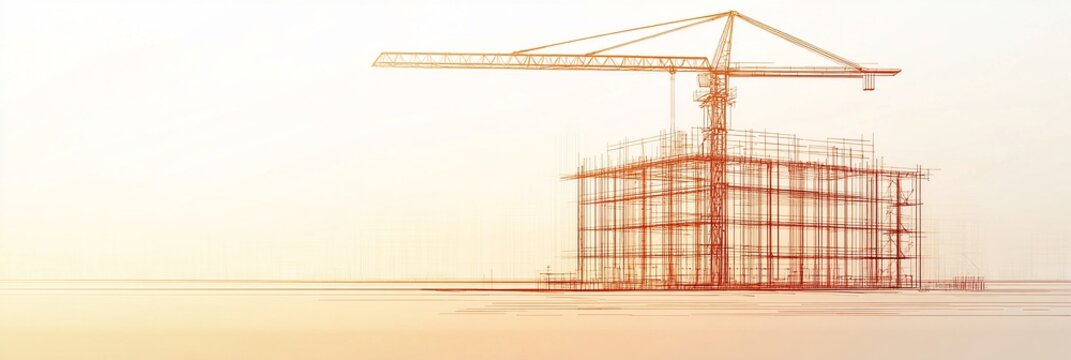 A modern minimalist illustration depicting a construction professional, ideal for a LinkedIn cover. Highlights expertise, engineering, and the building industry.
