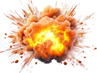 Isolated Fiery Orange Explosion 3D Render