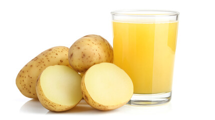 glass of potato juice isolated on white background