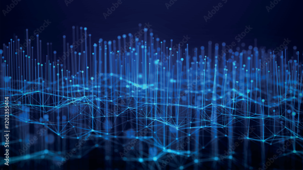 Poster molecular background with growing microorganisms. abstract background with connected dots and lines.