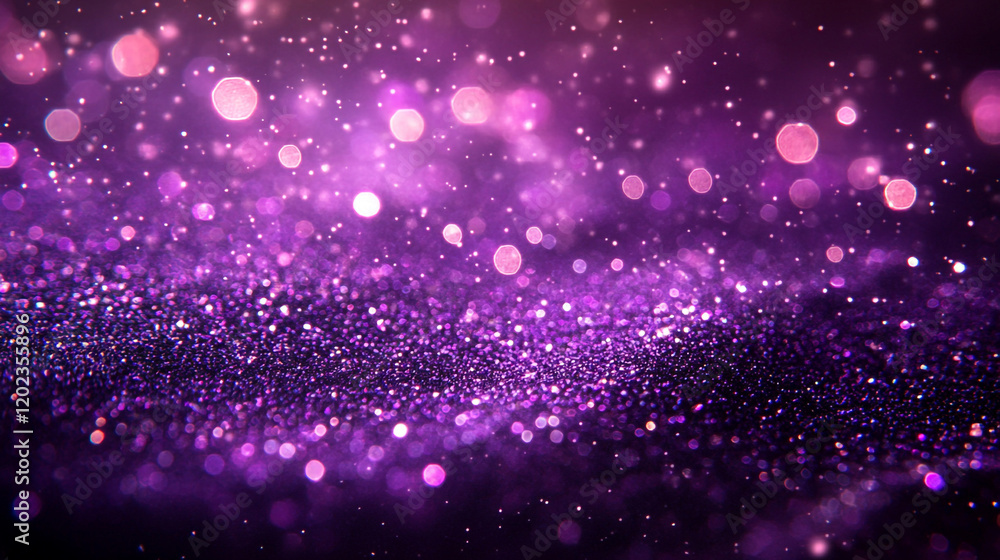 Poster dazzling purple sparkles create a magical atmosphere in a festive setting