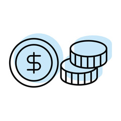 Coins  color shadow thinline icon , vector, pixel perfect, illustrator file 
