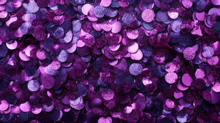 Fototapeta premium Colorful purple confetti scattered across a surface at a festive celebration
