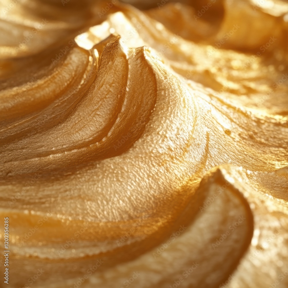 Poster shimmering golden waves of textured material evoking a warm and luxurious feel in a soft light setti