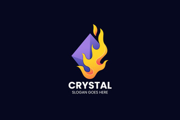 Fire Crystal Gradient Colorful Logo. Vector Illustration