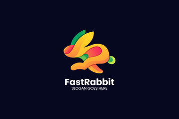 Fast Rabbit Gradient Colorful Logo. Vector Illustration