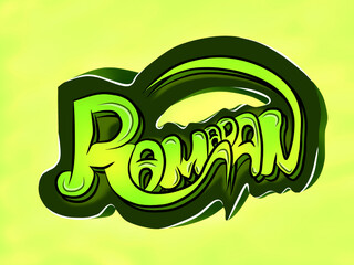 Ramadan background, ramadan text, Hand lettering, calligraphy, green color, Speech Bubble vector 