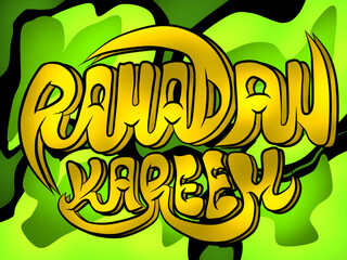 Ramadan background, ramadan kareem text, Hand lettering, calligraphy, gold color, abstract vector 