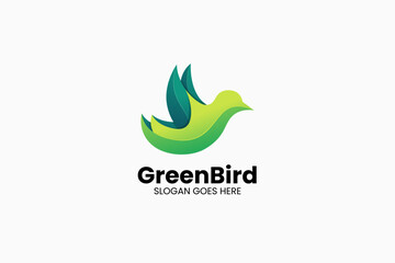 Green Bird Gradient Colorful Logo. Vector Illustration