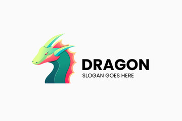 Green Dragon Gradient Colorful Logo. Vector Illustration