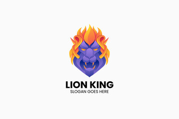 Lion Gradient Colorful Logo. Vector Illustration