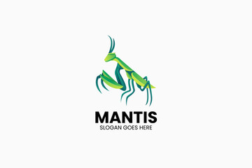 Praying Mantis Gradient Colorful Logo. Vector Illustration