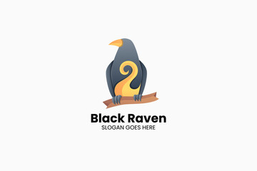 Raven Gradient Colorful Logo. Vector Illustration