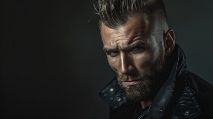 Obraz premium Dramatic Man in Dark Setting with Bold Expressions