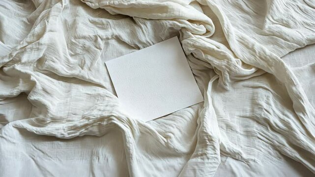 Soft white fabric draped elegantly with a blank canvas resting in the center for creative inspiration