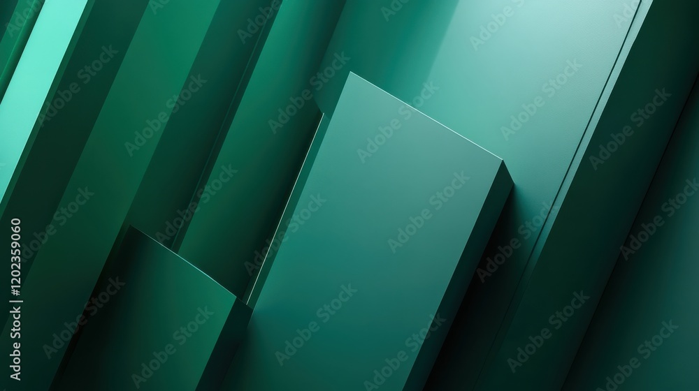 Poster abstract green geometric background with overlapping rectangular designs