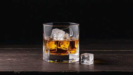 Whiskey in a Crystal Glass with Ice