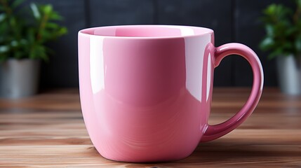 Minimalist pink ceramic coffee mug with a sturdy handle and matte texture, studio view.
