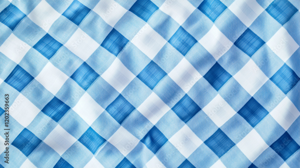 Poster blue and white checkered pattern with textile texture on display