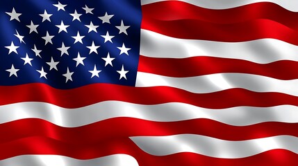 Fototapeta premium America flag rippling on a flagpole under the glow of soft sunset hues