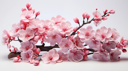 Soft pink cherry blossoms with intricate petals and subtle natural beauty, studio view.