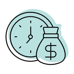 Time Is Money color shadow thinline icon , vector, pixel perfect, illustrator file 

