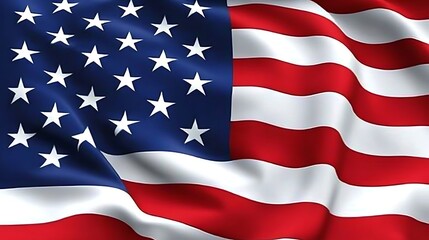 Fototapeta premium America flag rippling gracefully on a flagpole in a tranquil afternoon setting