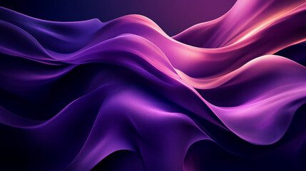 Obraz premium Abstract waves of purple fabric flowing gracefully in a digital landscape at twilight