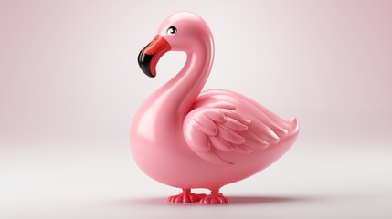 A pink flamingo float resting on crystal-clear water, perfect for sunny day and holiday visuals, studio view.