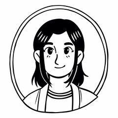 Vector de silueta de una joven posando de frente en estilo minimalista