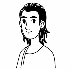 Joven dinámico en pose frontal: Vector en blanco y negro