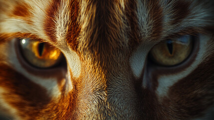 Close-up view of a tiger's striking eyes revealing intense gaze in natural light