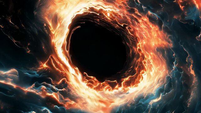 Cosmic abyss: supermassive black hole, event horizon secrets, gravitational effects, galactic core, space-time disruption, wormhole speculation, astronomical wonder, universal force.