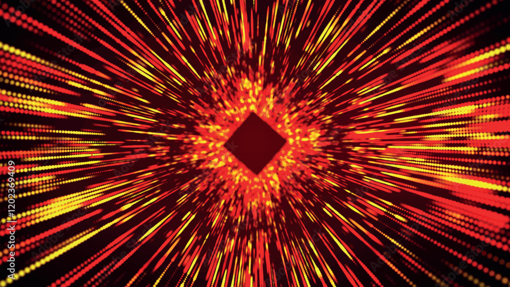 Poster colorful square tunnel background. abstract digital background. big data visualization. data flow in