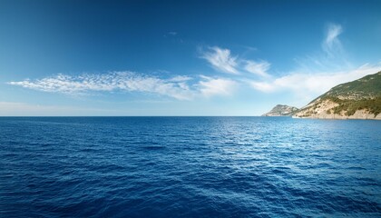 the sea is calm and the sky is blue