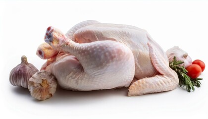 raw hen on a white background